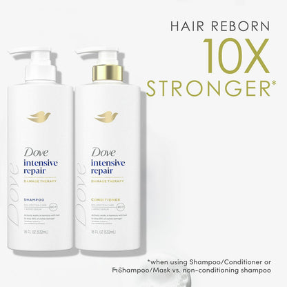 Dove Shampoo, Conditioner & Serum Set, Intensive Repair – Damage Therapy Bio-Protein Care Formulas for Restoring Dry, Damaged Hair (3 Piece Set)