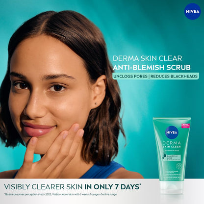 NIVEA Derma Skin Clear Anti-Blemish Peeling 150 ml – Exfoliating Clarifying Gel with Salicylic Acid, Sea Salt & Niacinamide for Pore-Refining Face & Body Care