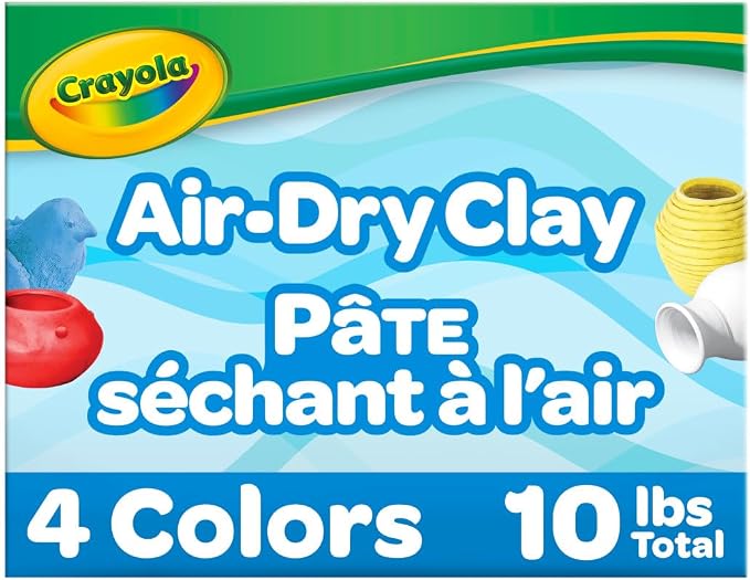 Crayola Air Dry Clay, Classic Colors, Bulk (4) Set of 2.5 lb. Resealable Buckets, Modeling Clay Alternative for Kids