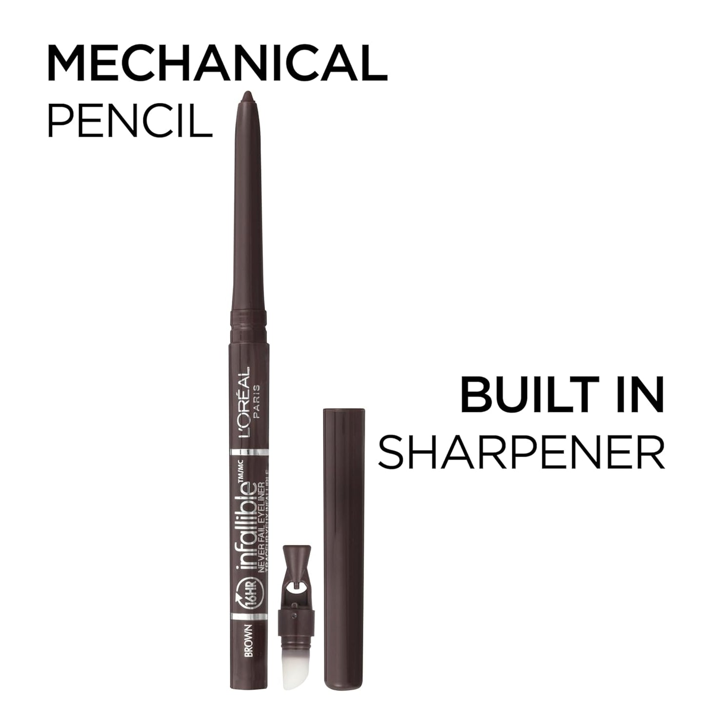 L'Oreal Paris Makeup Infallible Never Fail Original Mechanical Pencil Eyeliner with Built in Sharpener,Slate,0.008 oz.,(Pack of 2)