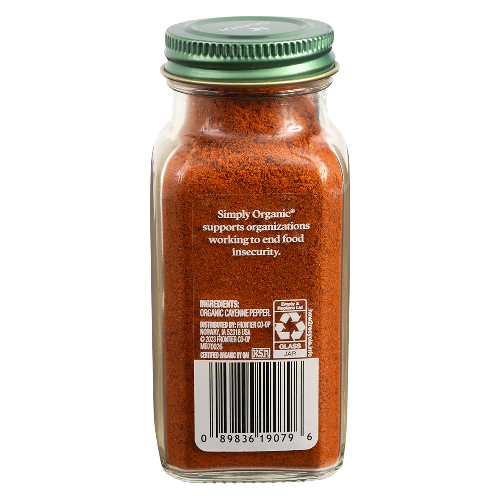 Simply Organic Cayenne Pepper, 2.89 Ounce, Pure, Organic Cayenne Peppers, No GMO's, Kosher Certified (Pack of 2)