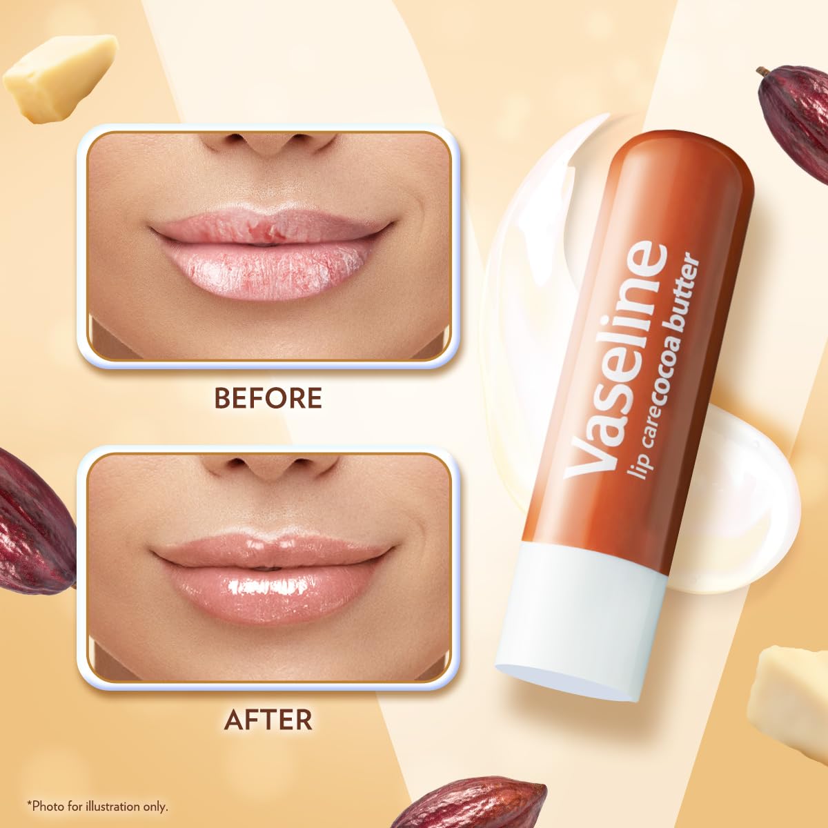 Vaseline Lip Therapy Cocoa Butter, Twin Stick, 48 Hour Moisturization, 2 Count