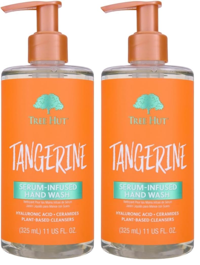 Tree Hut Tangerine Serum Infused Hand Wash, Nourish & Hydrate Hands with Strengthening Skin Care, Long Lasting Scent, Cleanse & Lock in Moisture, 11 fl oz. (Pack of 2)