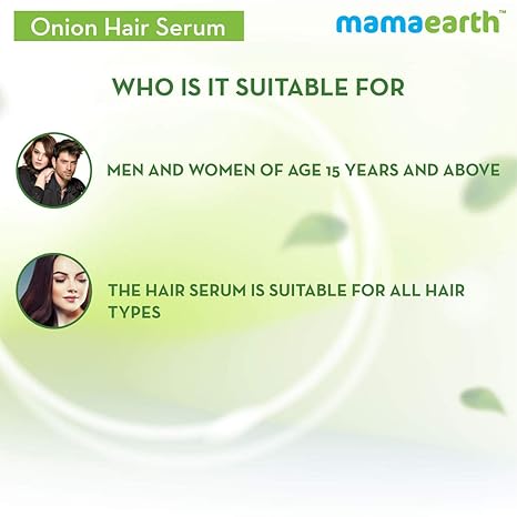 Mamaearth Onion Hair Serum with Biotin | Smooth Strong and Frizz-Free Hair Solution | Hair Fall & Breakage Control Formula | 3.38 Fl Oz (100ml)
