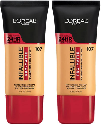 L'Oreal Paris Cosmetics Makeup Infallible Pro-Matte Liquid Longwear Foundation, Fresh Beige, 1 fl oz (Pack of 2)