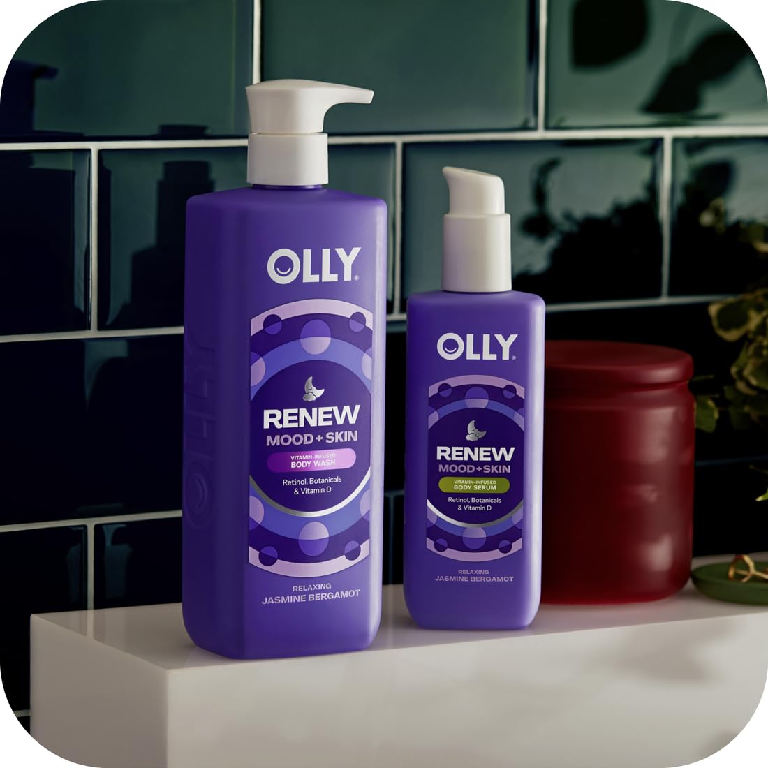 OLLY Vitamins Mini Body Serum & Body Wash Mixed Pack 4 Count Hydrates & Repairs Skin Barrier, TSA Approved