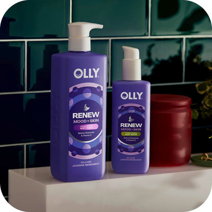 OLLY Vitamins Mini Body Serum & Body Wash Mixed Pack 4 Count Hydrates & Repairs Skin Barrier, TSA Approved