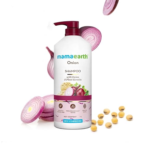 MAMAEARTH Onion Shampoo with Onion & Plant Keratin 33.81 Fl Oz (1L)