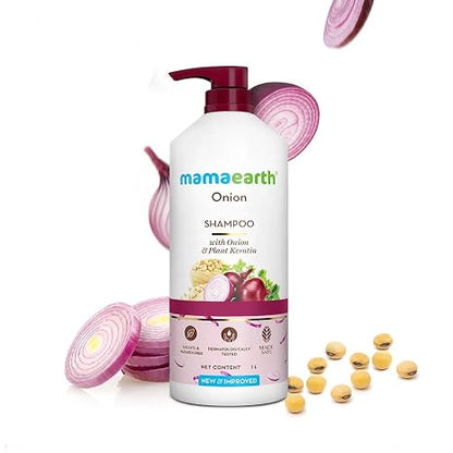 MAMAEARTH Onion Shampoo with Onion & Plant Keratin 33.81 Fl Oz (1L)