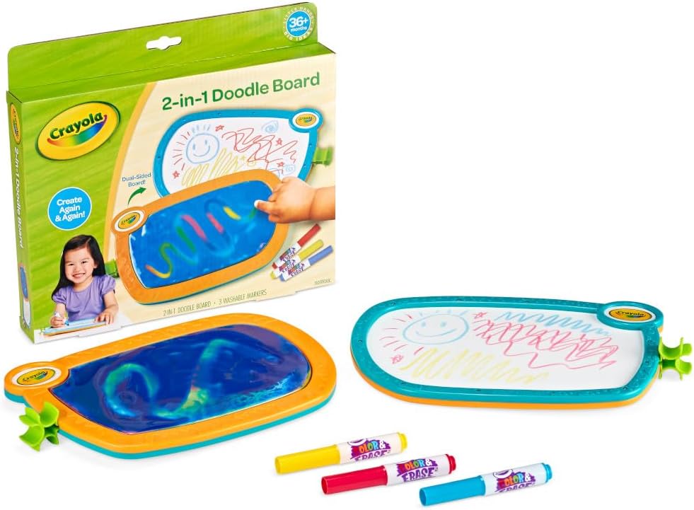 Crayola 2-in-1 Doodle Board for Toddlers, Squishy & Erasable Drawing Tablet, Educational Toddler Toy, Travel Activity, Sketching Pad, Gift for Kids