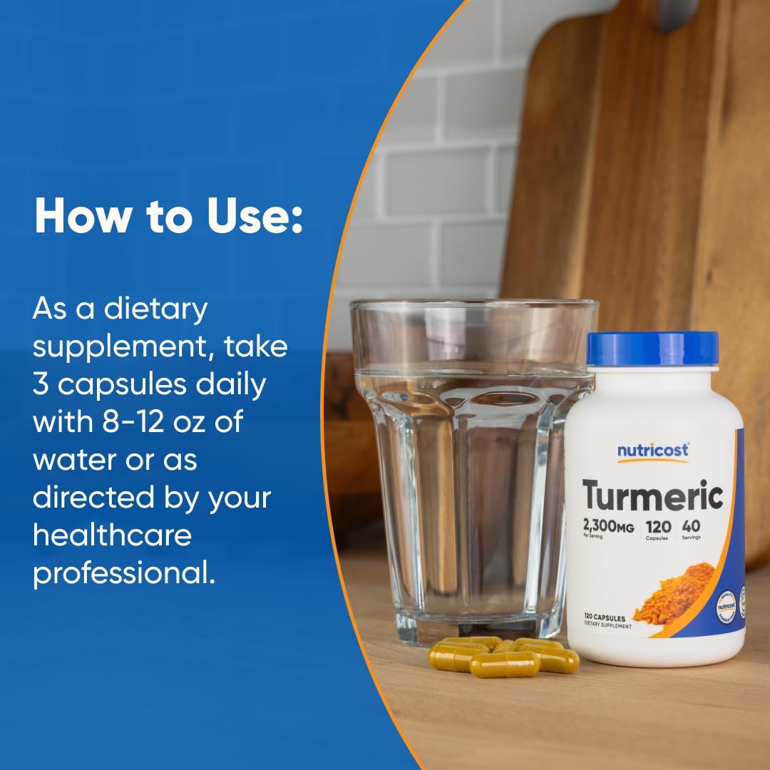 Nutricost Turmeric Curcumin with BioPerine, 2300mg, 120 Capsules, GMO-Free