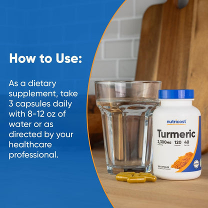 Nutricost Turmeric Curcumin with BioPerine, 2300mg, 120 Capsules, GMO-Free