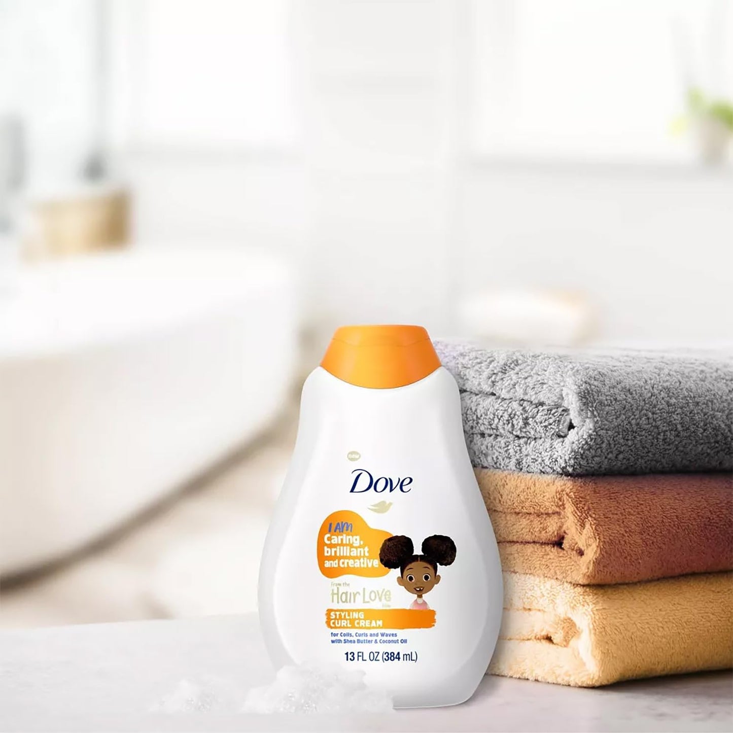 Dove Kids Moisturizing Shampoo + Styling Curl Cream Twin Pack – “Hair Love” Curly Hair Products for Kids, Coconut Cookie Scent (3 Piece Set)