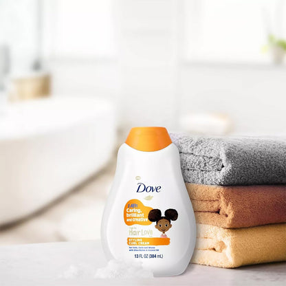 Dove Kids Moisturizing Shampoo + Styling Curl Cream Twin Pack – “Hair Love” Curly Hair Products for Kids, Coconut Cookie Scent (3 Piece Set)