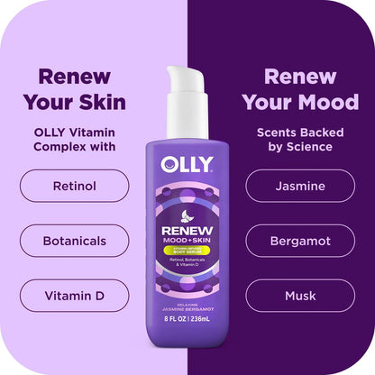 OLLY Vitamins Mini Body Serum & Body Wash Mixed Pack 4 Count Hydrates & Repairs Skin Barrier, TSA Approved