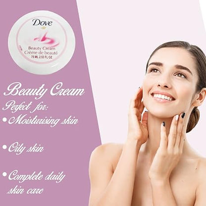 Dove Nourishing Body Care Face, Hand and Body Beauty Cream for Normal to Dry Skin Lotion for Women with 24 Hour Moisturization, 2.53 FL OZ (Pack of 6)