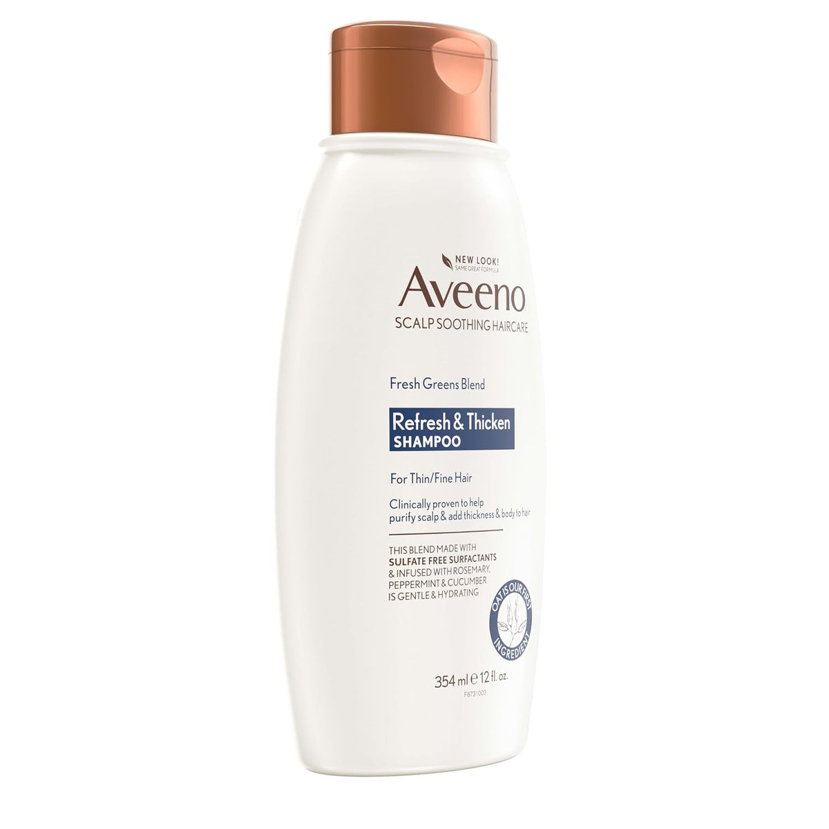 Aveeno, Fresh Greens Blend Sulfate-Free Shampoo with Rosemary, Peppermint & Cucumber to Thicken & Nourish, Clarifying & Volumizing Shampoo for Thin or Fine Hair, Paraben-Free, 12oz (Pack of 2)