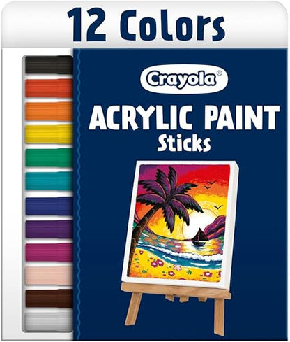 Crayola Acrylic Paint Doodle Sticks (12ct), Acrylic Paint Marker Set for Kids, Quick Dry, Multi-Surface, Less Mess, Kids Craft Supplies, Ages 8+