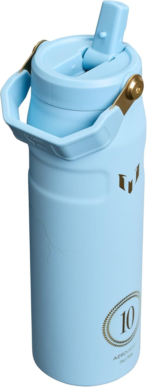 STANLEY IceFlow Flip Straw 2.0 Bottle, 24 oz, Messi Striker Blue