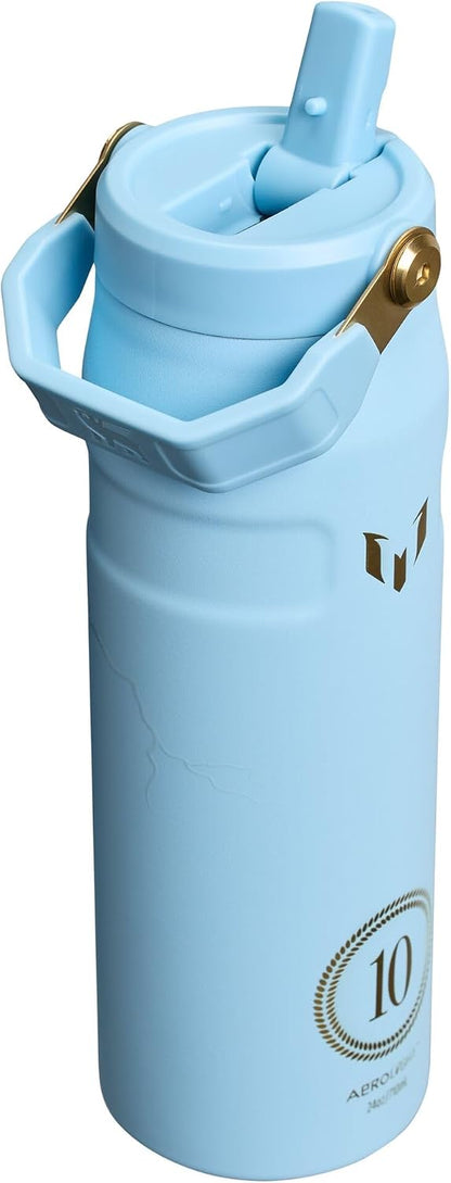 STANLEY IceFlow Flip Straw 2.0 Bottle, 24 oz, Messi Striker Blue