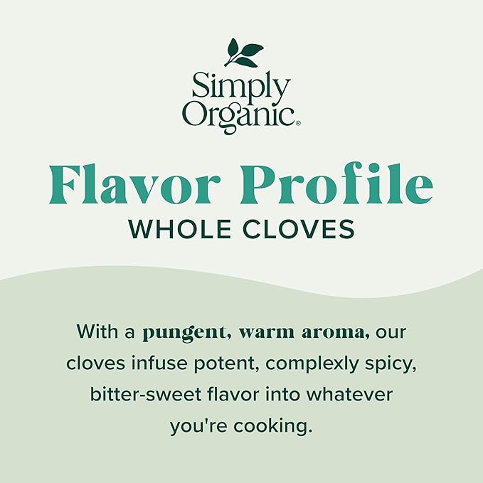 Simply Organic Whole Cloves, 2.05 Ounce | Hand-Selected, Intensely Aromatic & Richly Flavored, Non GMO, Non ETO