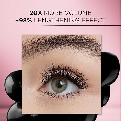 L'Oreal Paris Makeup Voluminous Lash Paradise Mascara, Voluptuous Volume, Intense Length, Feathery Soft Full Lashes, No Flaking, No Smudging, No Clumping, Black Brown, 2 Count, Packaging May Vary