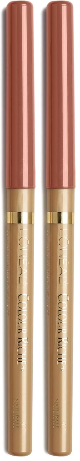 L'Oreal Paris Colour Riche Lip Liner Pencil,Creamy Lip Liner with Omega 3 and Vitamin E,780 Au Naturale (Soft Neutral Beige),(Pack of 2)