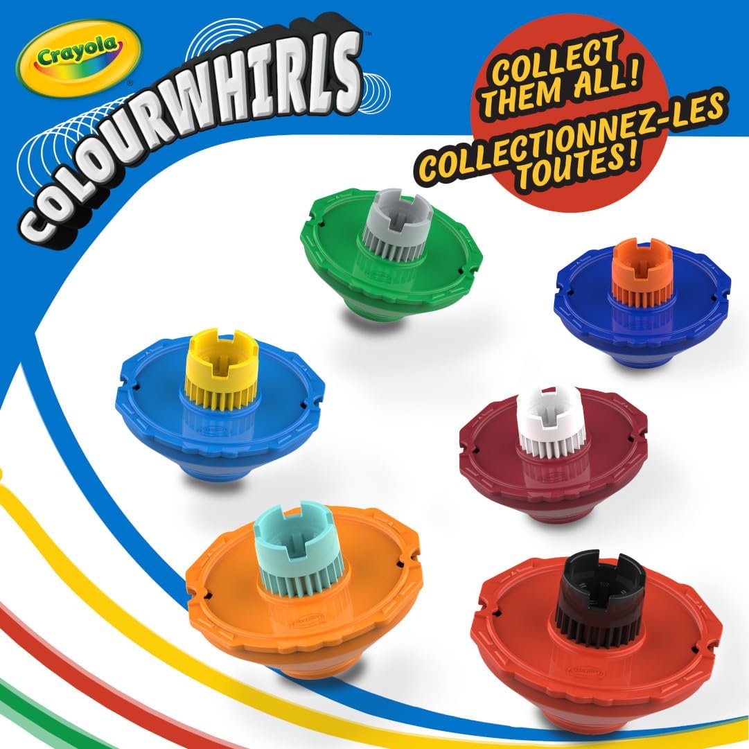 Crayola Colourwhirls (3ct), Spin Art Toy, Battling Spinning Top Toy for Kids, 1 Launcher, Arts & Crafts Kit, Gift for Boys & Girls, Ages 6, 7, 8