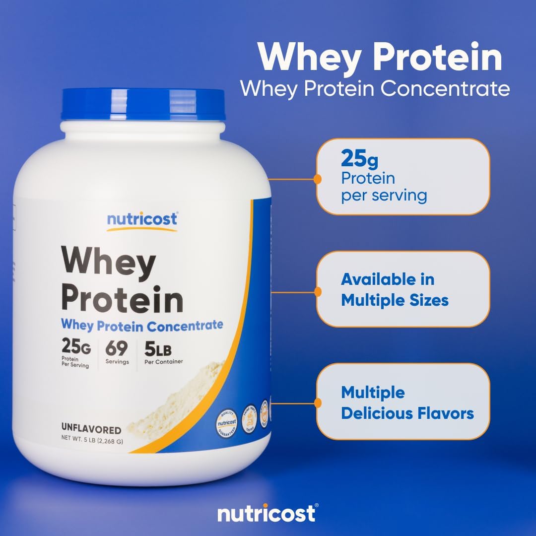 Nutricost Whey Protein Concentrate Powder (Unflavored) 5 LB