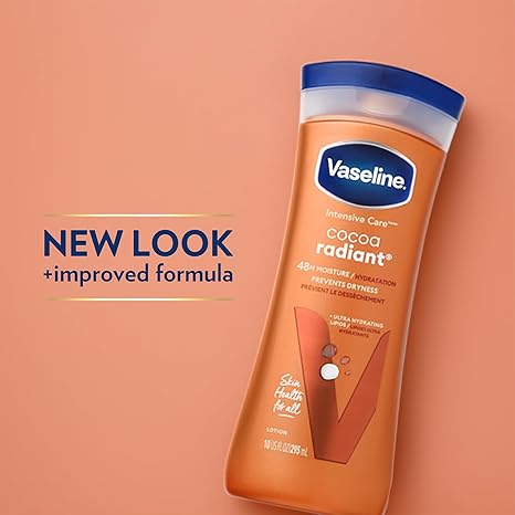 Vaseline Intensive Care Cocoa Radiant Hand & Body Moisturizer + Lip Therapy with Cocoa Butter for Healing Dry Skin & Lips
