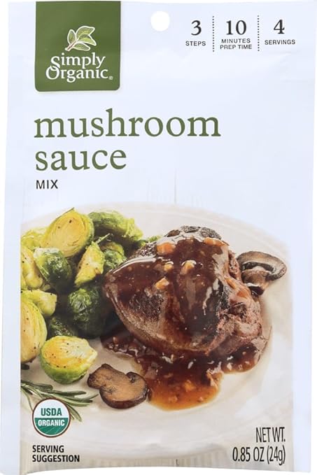 Simply Organic Mushroom Sauce Mix, Certified Organic, Vegetarian, Gluten-Free | 0.85 oz | Pack of 3
