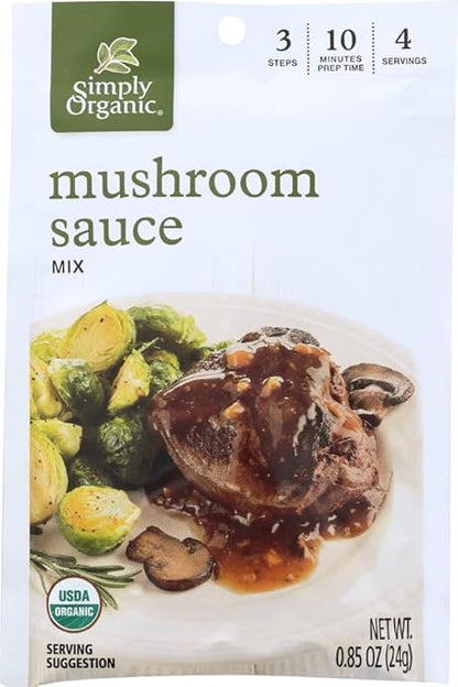 Simply Organic Mushroom Sauce Mix, Certified Organic, Vegetarian, Gluten-Free | 0.85 oz | Pack of 3