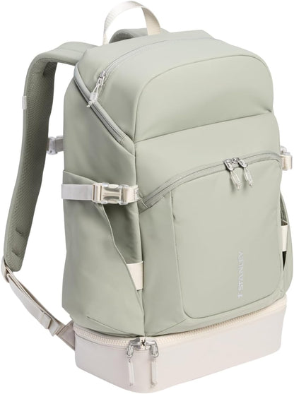 STANLEY Vitalize Backpack | Gym, Work & Travel Bag with Laptop Sleeve | Expandable Bottom Compartment | Tumbler & Water Bottle Pockets | Durable Recycled Fabric | Sage Grey