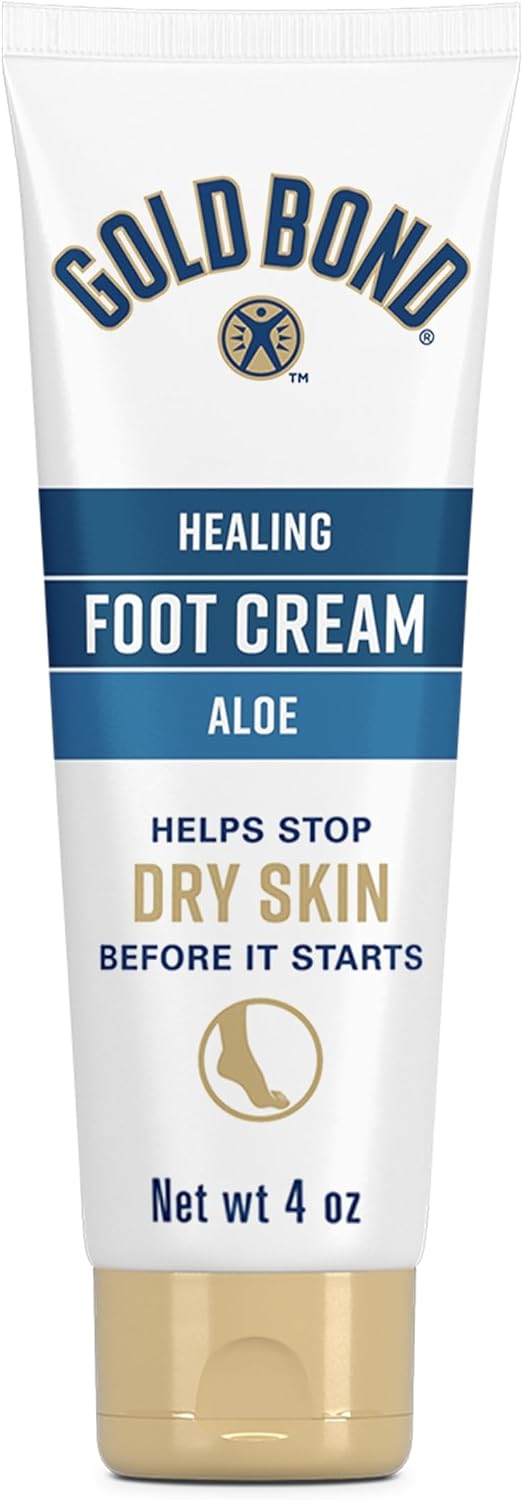 Gold Bond Healing Foot Cream for Dry Feet and Cracked Heels, 4 Oz With Aloe | Gold Bond lotion is a rich foot cream that nourishes & softens for healthier looking feet