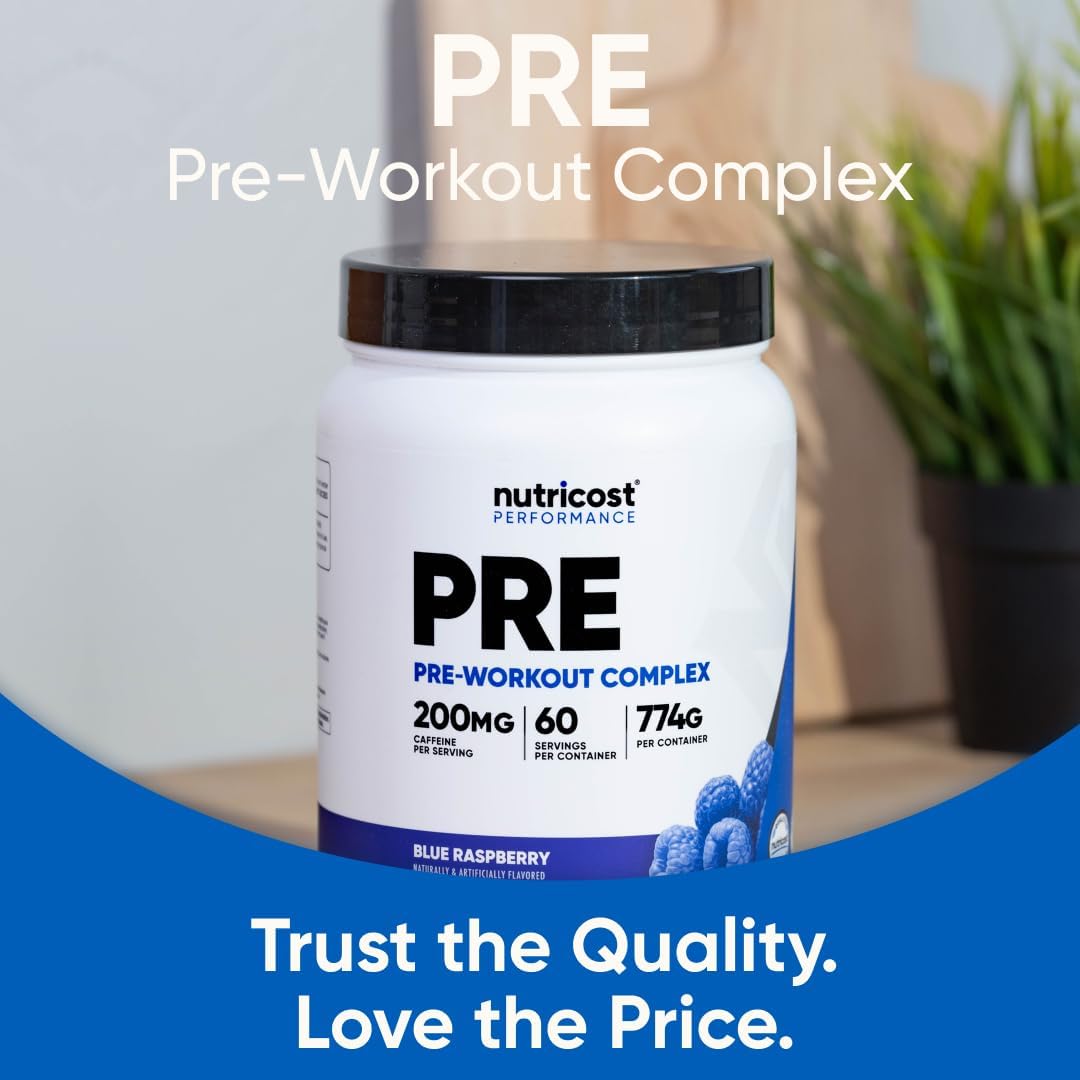 Nutricost Pre-Workout Complex Powder (60 Servings, Blue Raspberry) - Pre-Workout Supplement with Beta-Alanine, Taurine & Amino Acids (Pack of 2)