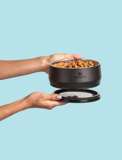 STANLEY Pet Bowl | 3-Cup (24 oz) Insulated Stainless Steel Dog & Cat Bowl | Splash-Resistant Lid | Dishwasher Safe | BPA-Free | Black 2.0
