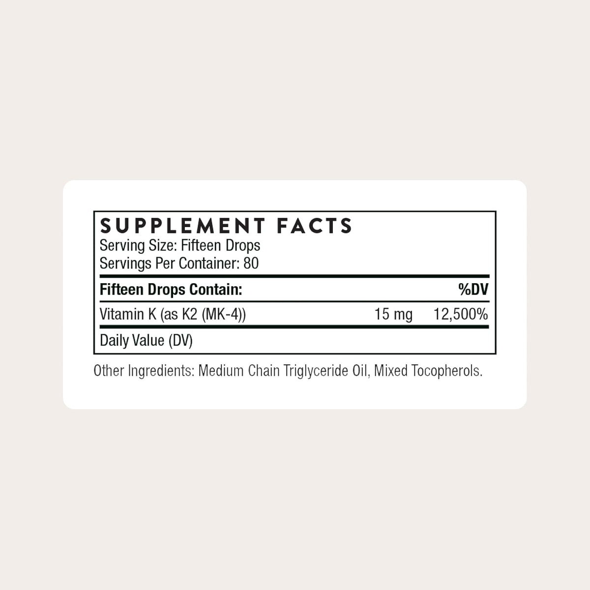 THORNE - Vitamin K2 - Concentrated Vitamin K2 (as MK-4) Liquid Supplement - Supports Bone, Heart & and Blood Vessel Health* - Third-Party Certified - Gluten, Dairy & Soy-Free - 1 Fl Oz