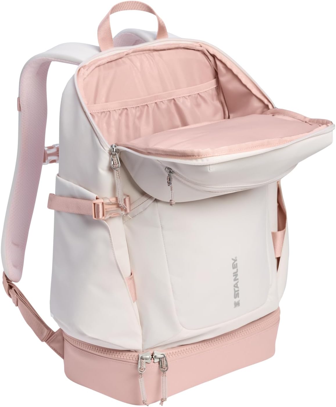 STANLEY Vitalize Backpack | Gym, Work & Travel Bag with Laptop Sleeve | Expandable Bottom Compartment | Tumbler & Water Bottle Pockets | Durable Recycled Fabric | Rose Quartz