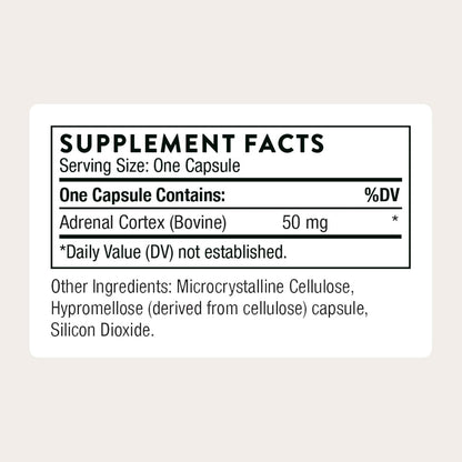 THORNE Adrenal Cortex, Bovine Adrenal Glandular Supplement, 60 Capsules