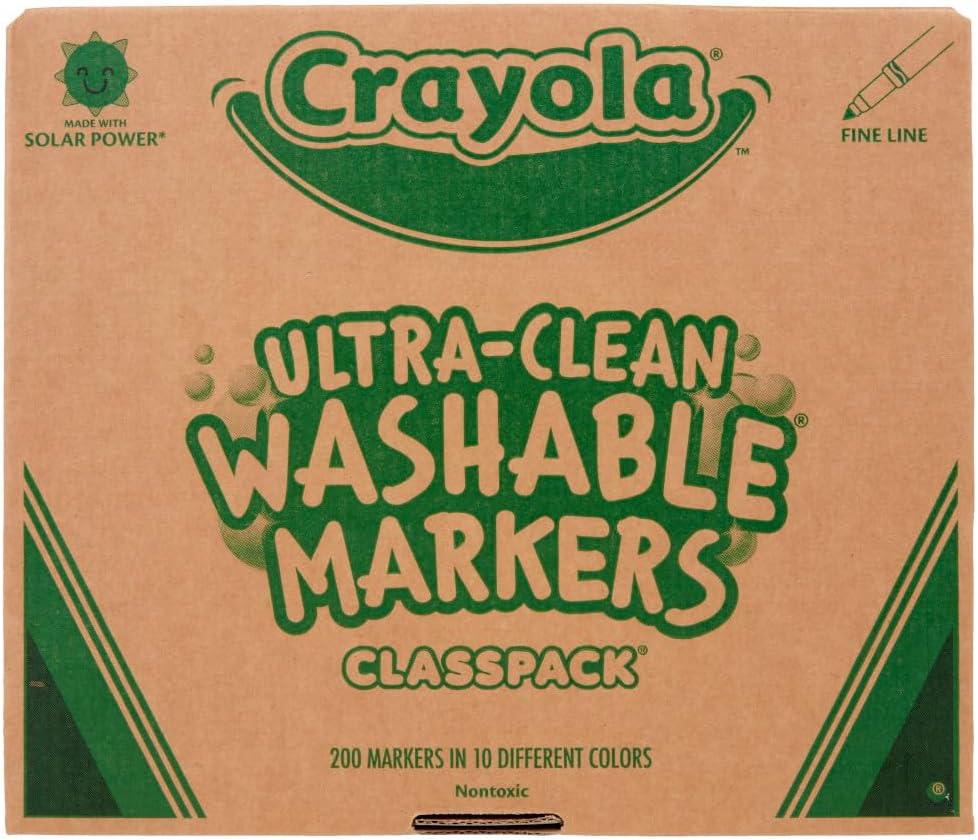 Crayola Ultra Clean Washable Markers Classpack (200ct), Teacher Classroom Must Haves, Bulk Markers for Preschool, Kindergarten & Elementary, Ages 3, 4, 5