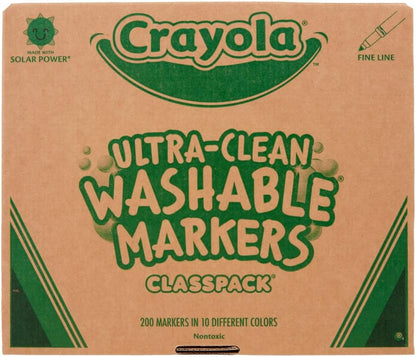 Crayola Ultra Clean Washable Markers Classpack (200ct), Teacher Classroom Must Haves, Bulk Markers for Preschool, Kindergarten & Elementary, Ages 3, 4, 5