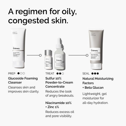 The Ordinary Oil Control Duo, Blemish Skin Care Set, Niacinamide 10% + Zinc 1% and Sulfur 10% Powder-To-Cream Concentrate