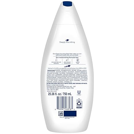 Dove Body Wash 4-Pack – Deeply Nourishing for Softer, Smoother Skin, 25.36 Fl Oz Ea