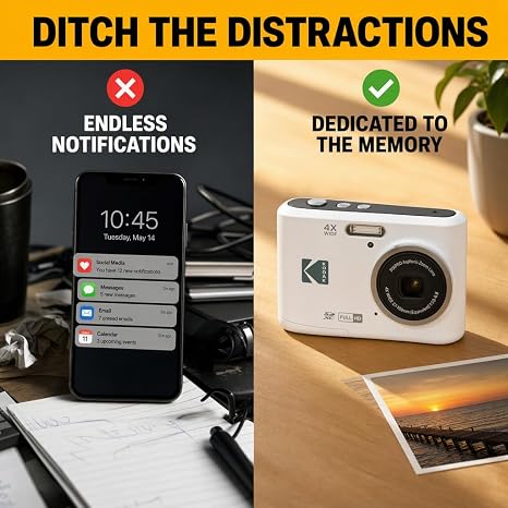 Kodak PIXPRO FZ45 Digital Camera White, 16MP Point & Shoot with 4X Optical Zoom, 27mm Wide Angle, 2.7 Inch LCD, 1080p Video Bundle with Tudak Compatible Camera Case 32GB SD Card, & Microfiber Cloth