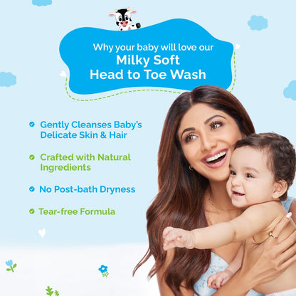 MAMAEARTH Milky Soft Head to Toe Wash with Oats, Milk & Calendula, 400ml | Head to toe wash formulated with oats, milk, and calendula.