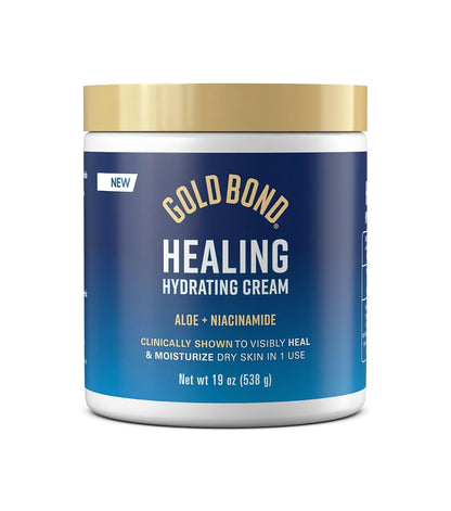 Gold Bond Healing Hydrating Face and Body Cream for Men and Women, Each Jar Delivers 72 Hour Hydration, Formulated with Aloe to Soothe Skin and Niacinamide to Restore Skin's Moisture Barrier, 19 oz.