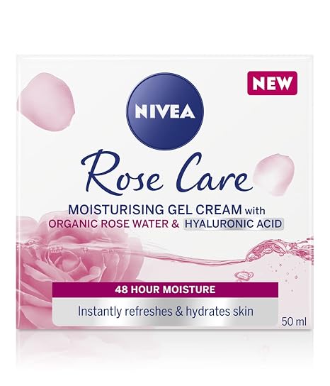 24h Day Cream (50 ml), Face Care with Rose Water and Hyaluron, Light Gel Face Cream for Smooth Delicate Skin, Moisturising Cream