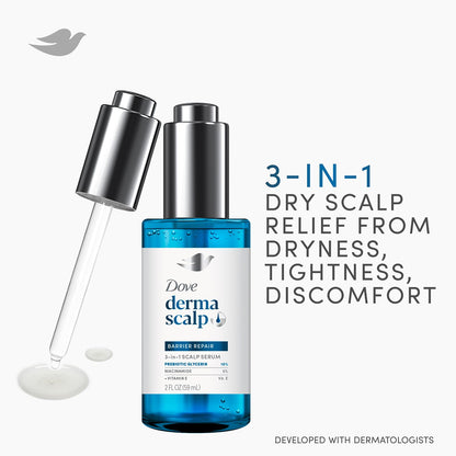 Dove Derma Scalp Anti-Dandruff Shampoo, Conditioner + 3-in-1 Scalp Serum – Dandruff & Itch Relief Treatment with 1% Pyrithione Zinc, Niacinamide