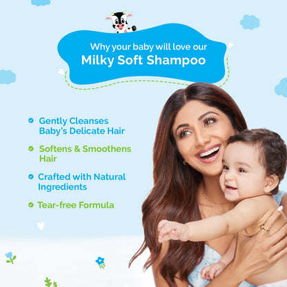 MAMAEARTH Baby Milky Soft Shampoo 13.53 Fl Oz (400ml) | with Oats Milk & Calendula