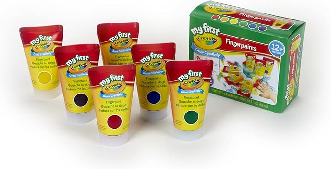 Crayola Washable Finger Paints (6 Pack), Toddler Arts & Crafts Supplies, Gifts for Kids, Ages 1, 2, 3